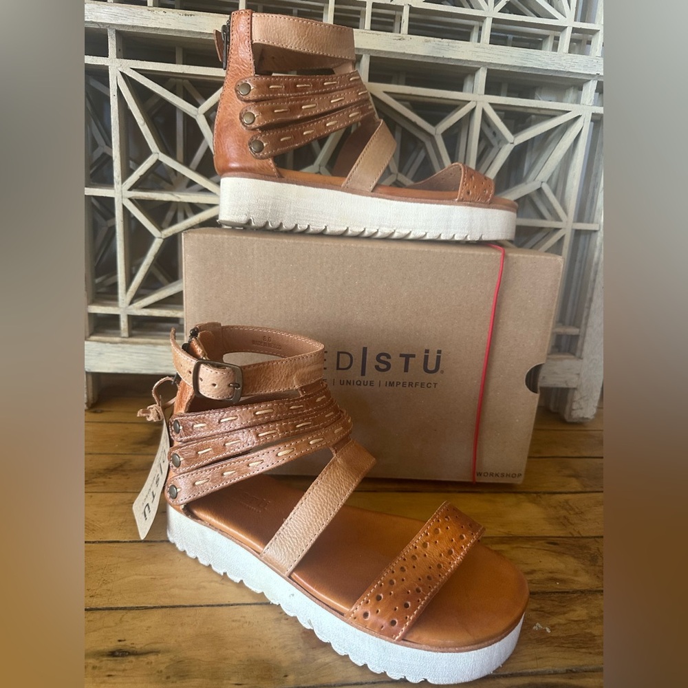 BED|STU Artemia Tan Leather Strappy Sandals
